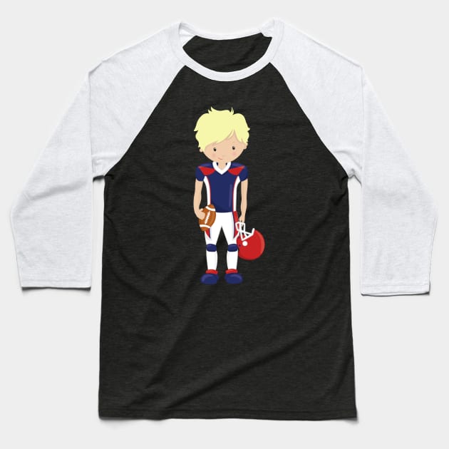 Rugby, American Football, Cute Boy, Blond Hair Baseball T-Shirt by Jelena Dunčević